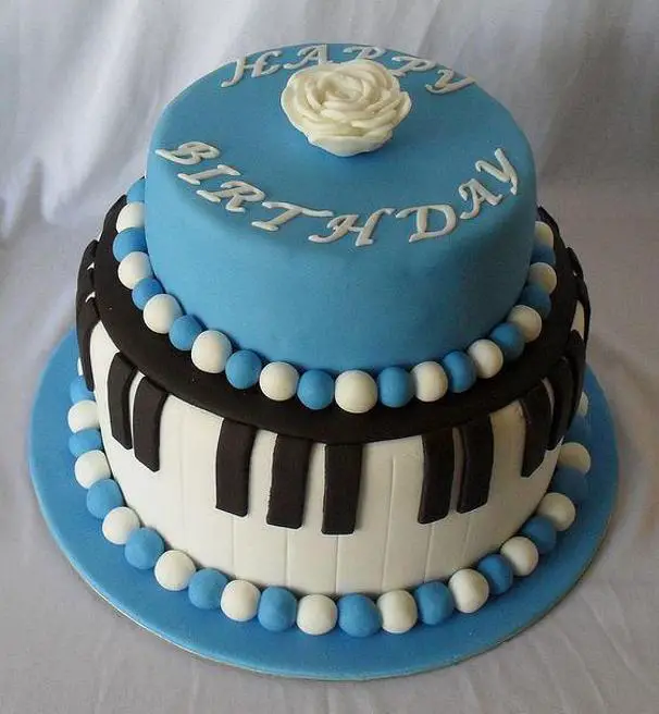 blue happy birthday cake