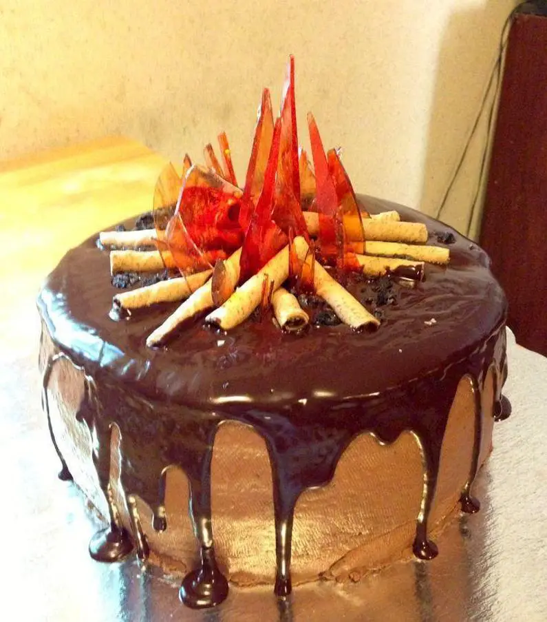 bonfire birthday cake