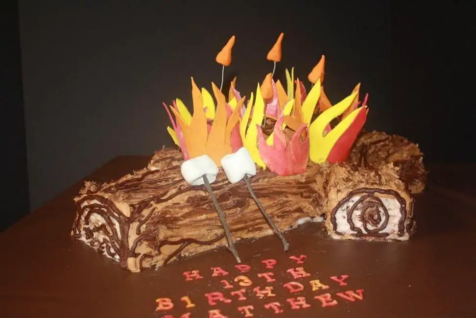 bonfire birthday cake