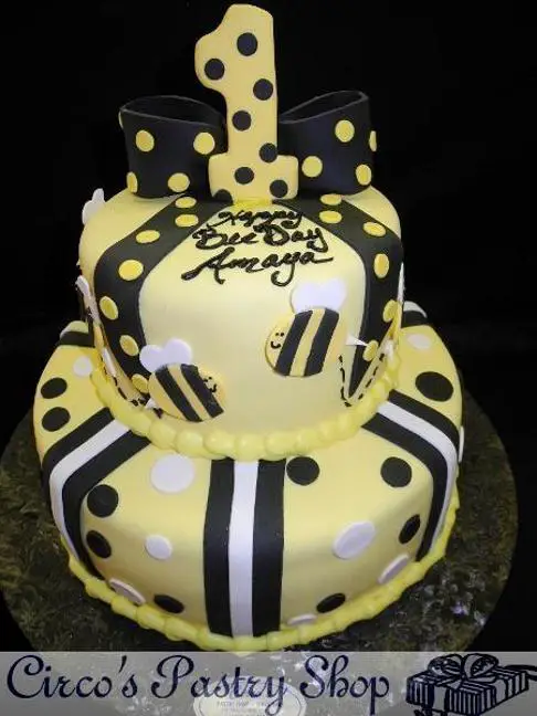 bumble bee 1st birthday cake