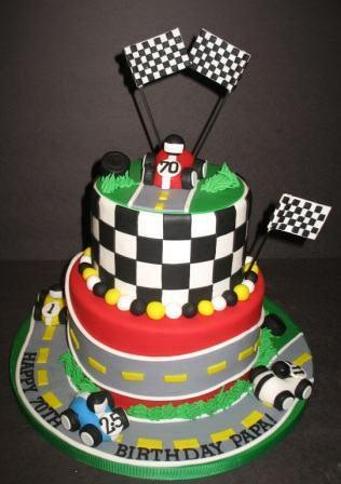 Car racing birthday cake