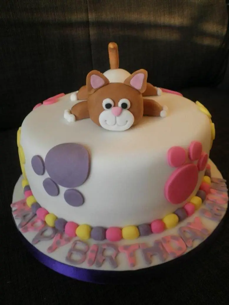 cat themed birthday cake