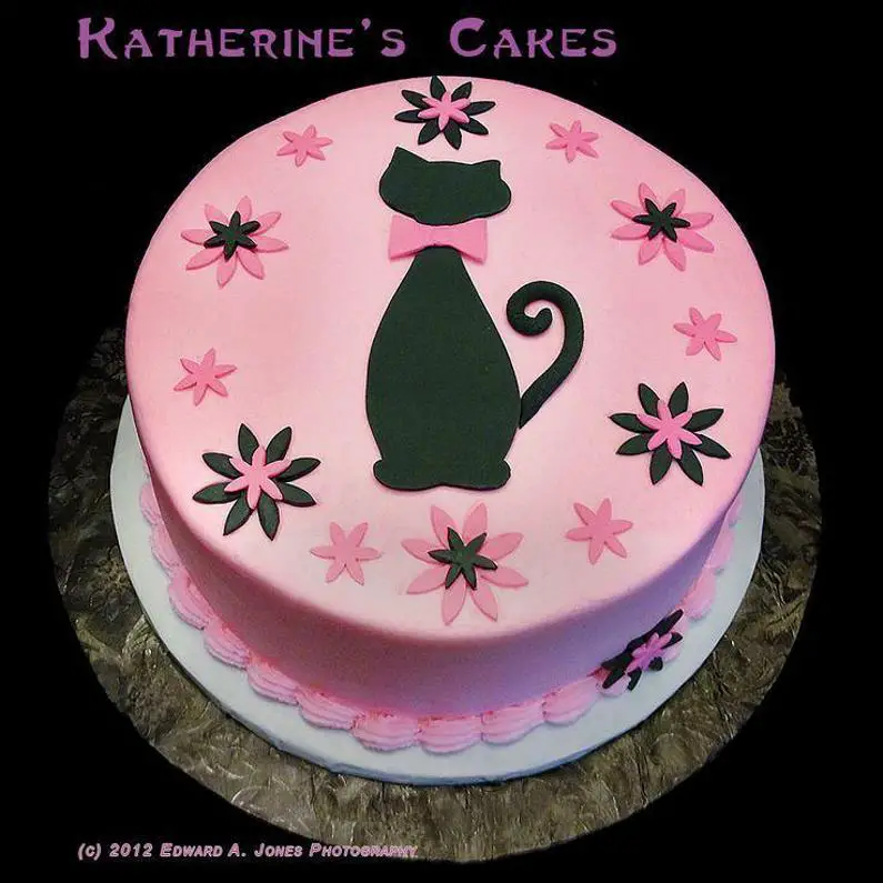 cat themed birthday cake