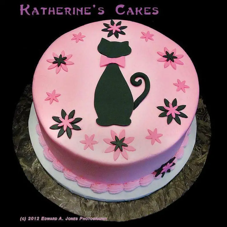 Cat themed birthday cake - TheSmartCookieCook