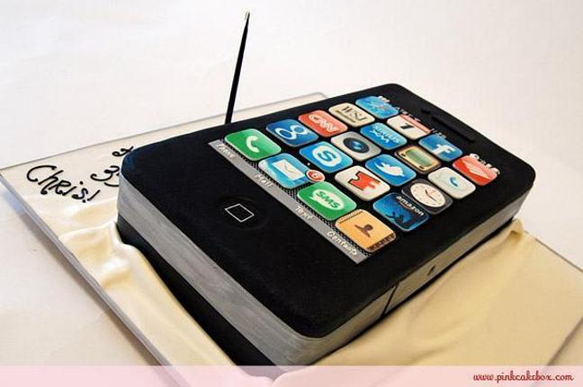 cell phone birthday cake