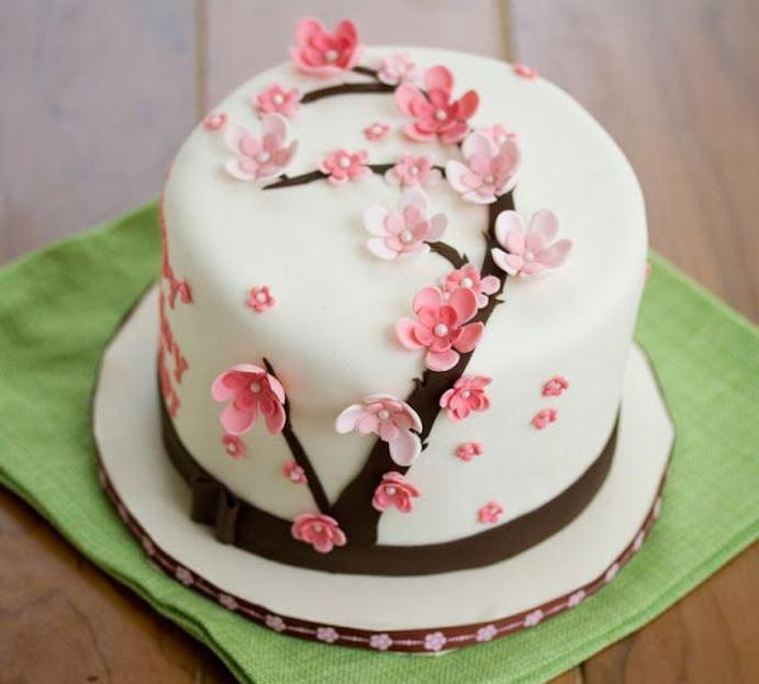 cherry blossom birthday cake