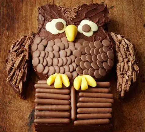 chocolate owl birthday cake
