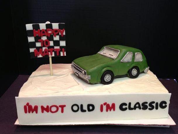 classic car birthday cake