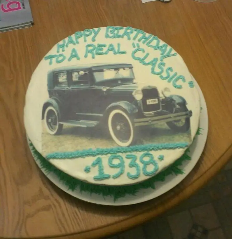 classic car birthday cake