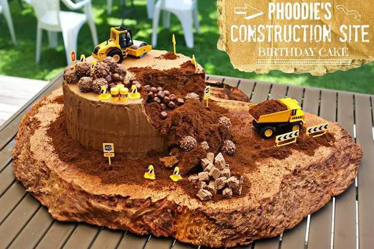 construction site birthday cakes