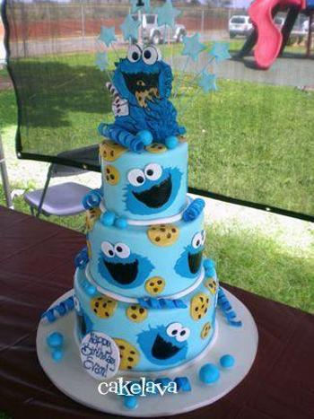 cookie monster first birthday cake