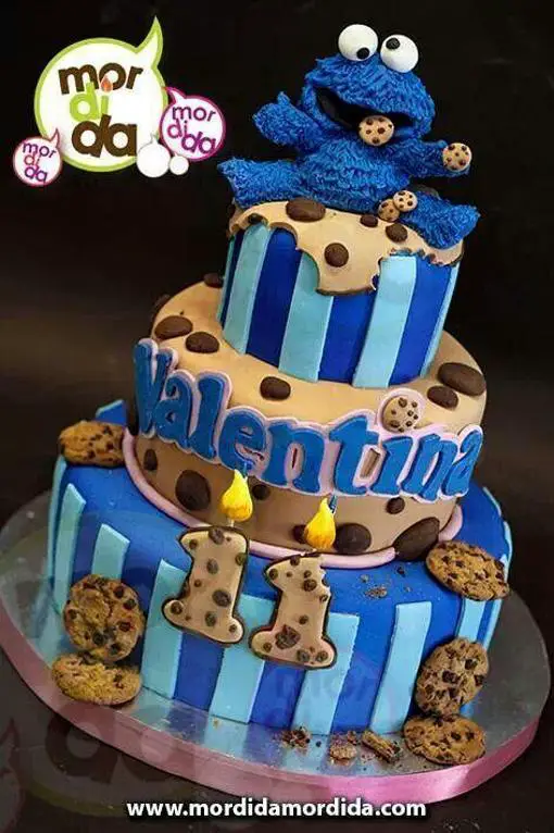 cookie monster first birthday cake