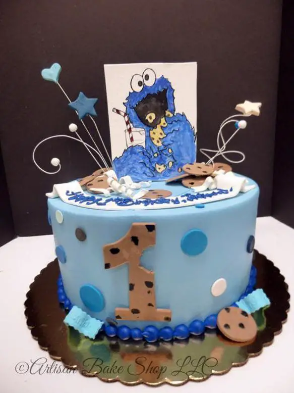 cookie monster first birthday cake