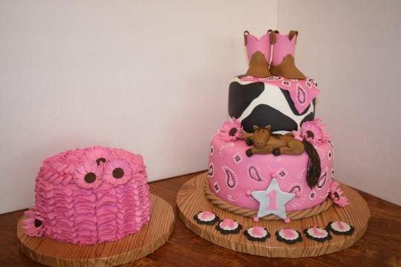 cowgirl 1st birthday cake