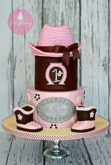 cowgirl 1st birthday cake