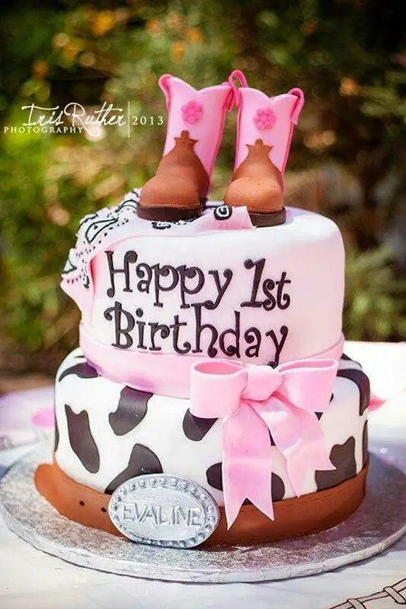 cowgirl 1st birthday cake
