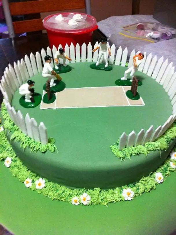 cricket pitch birthday cake