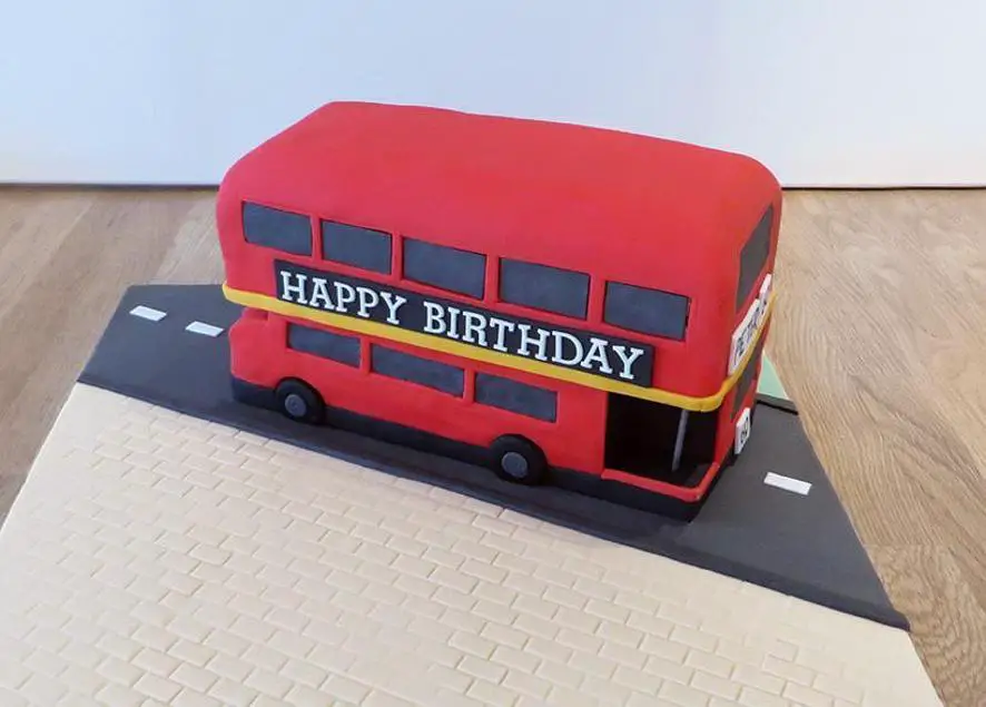 double decker bus birthday cake