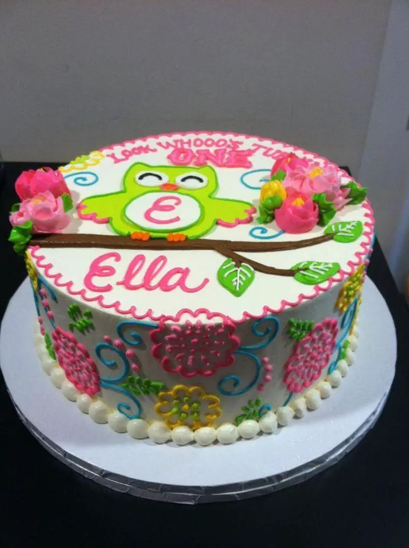 first birthday owl cake