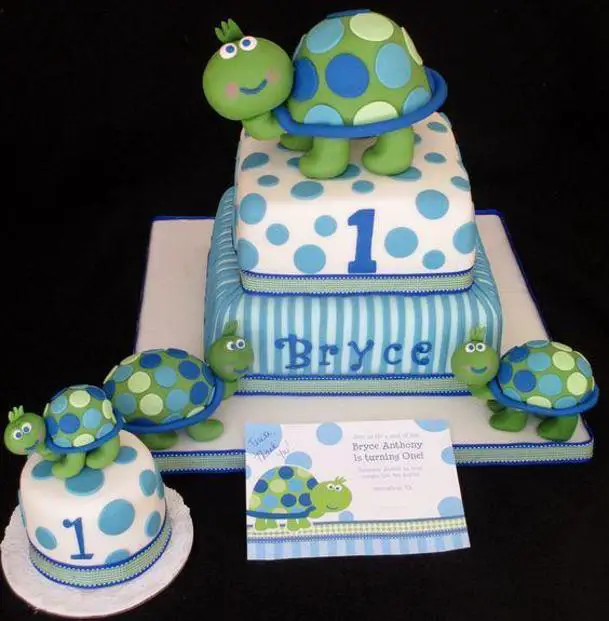 first birthday turtle cake