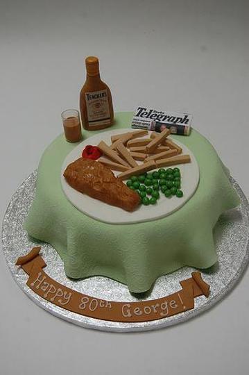 fish and chips birthday cake