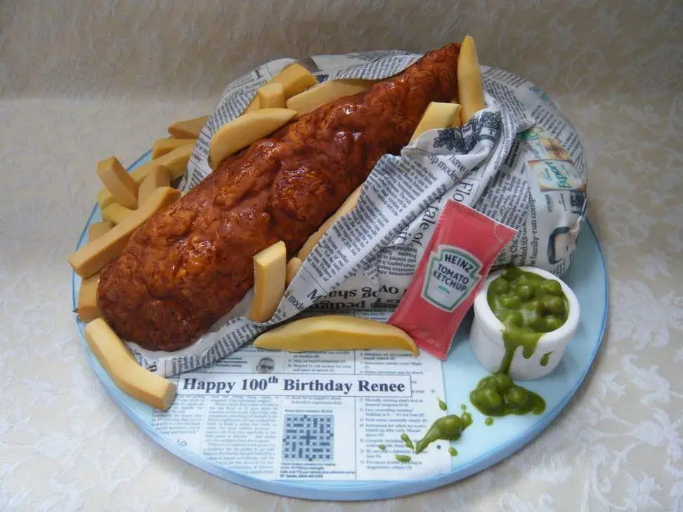 fish and chips birthday cake