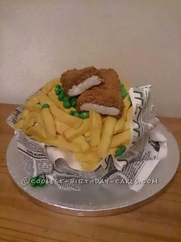 fish and chips birthday cake