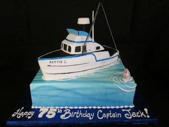 fishing boat birthday cake