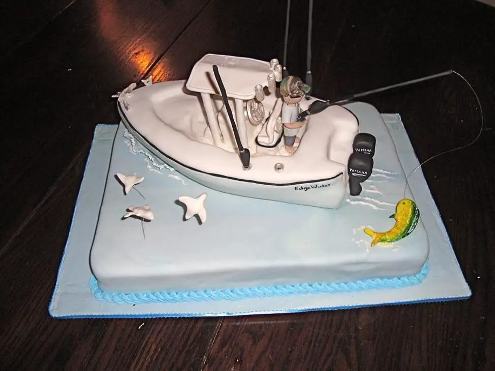 fishing boat birthday cake