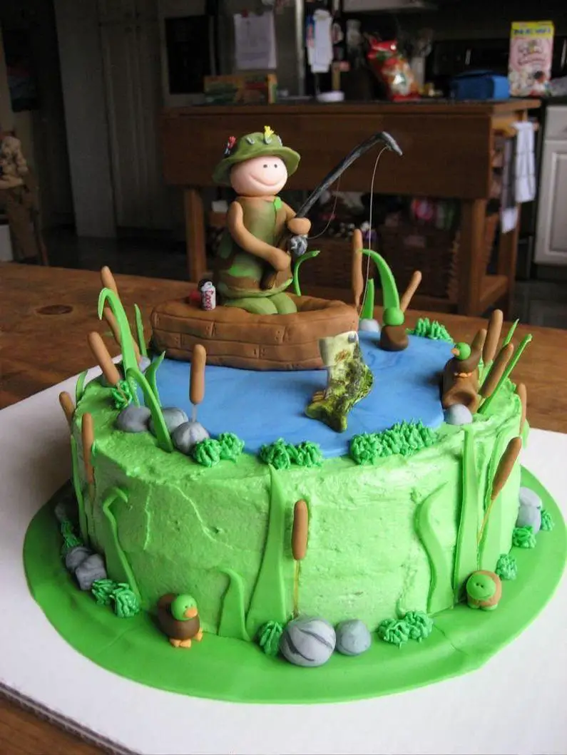 fishing themed birthday cake