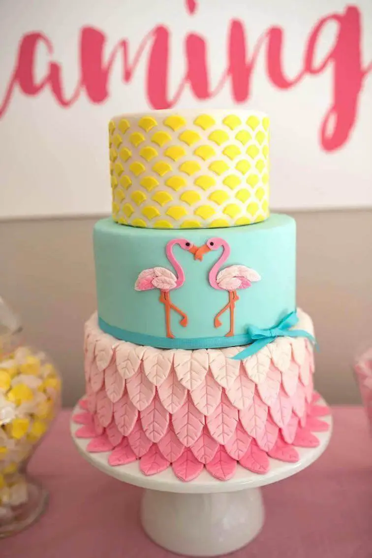 flamingo birthday cake