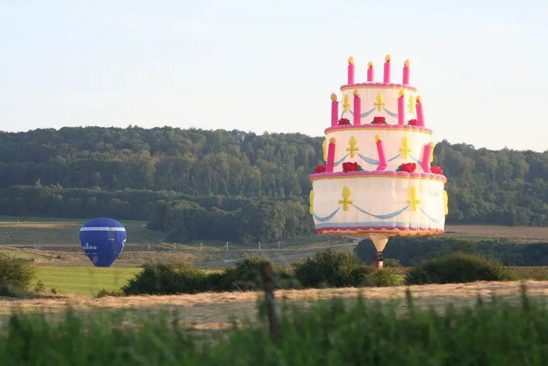 flying birthday cake