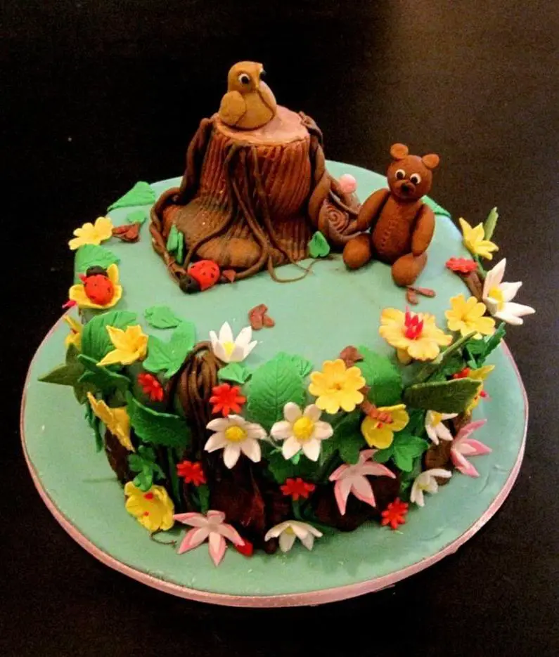 forest themed birthday cake