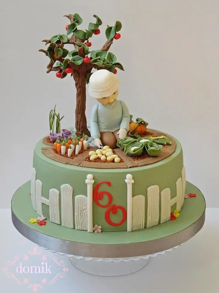 gardening themed birthday cakes