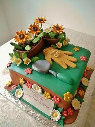 gardening themed birthday cakes