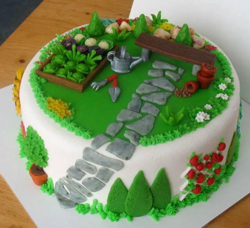 gardening themed birthday cakes