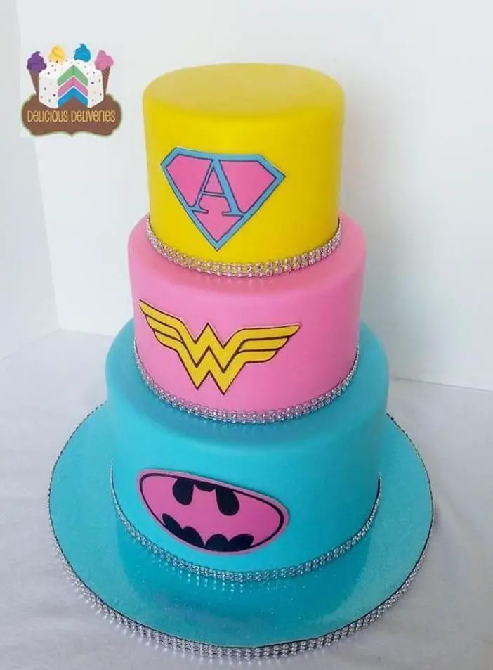 girl superhero birthday cake