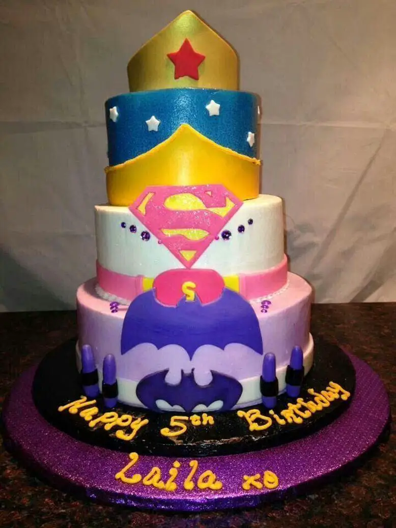 girl superhero birthday cake