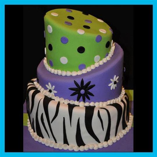 green and purple birthday cakes