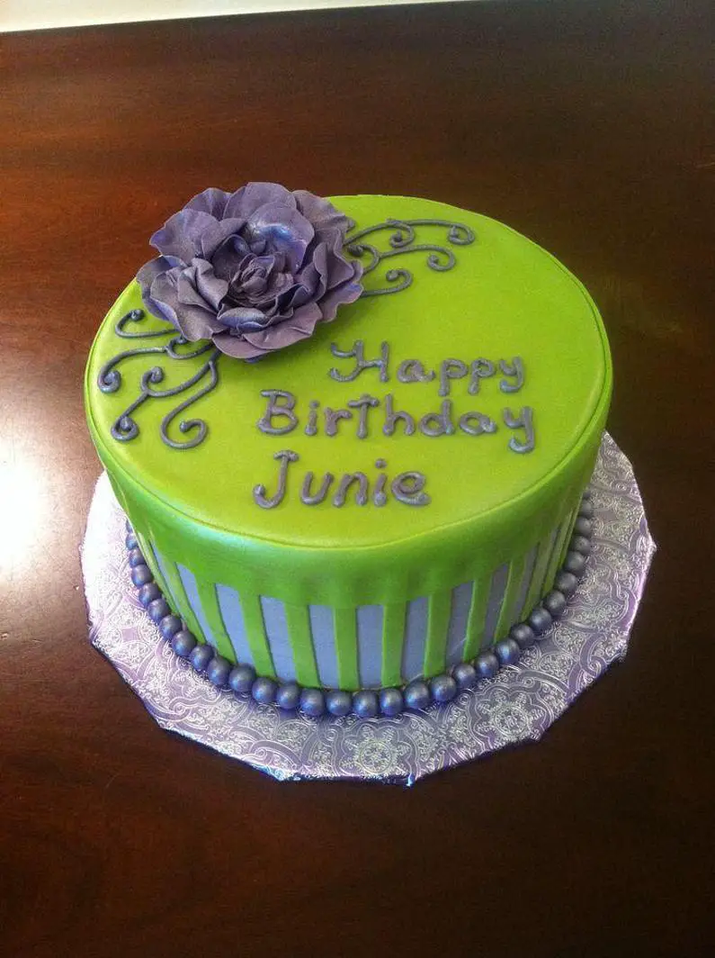 green and purple birthday cakes