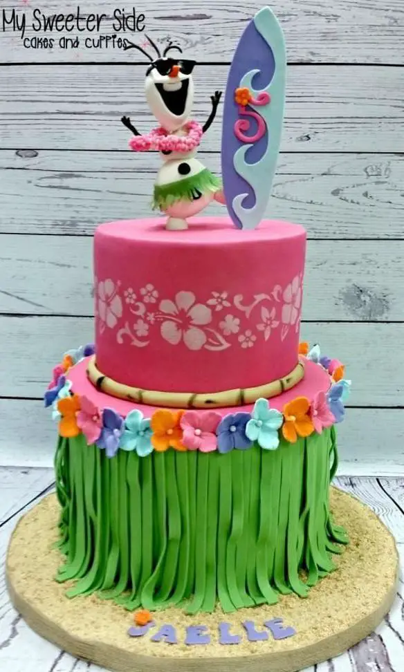 hawaiian girl birthday cake