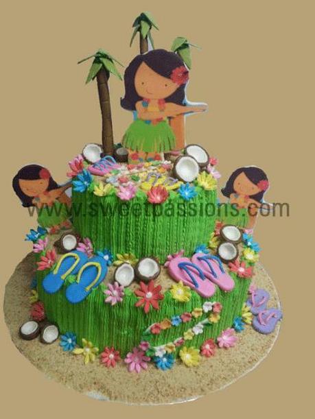 hawaiian girl birthday cake