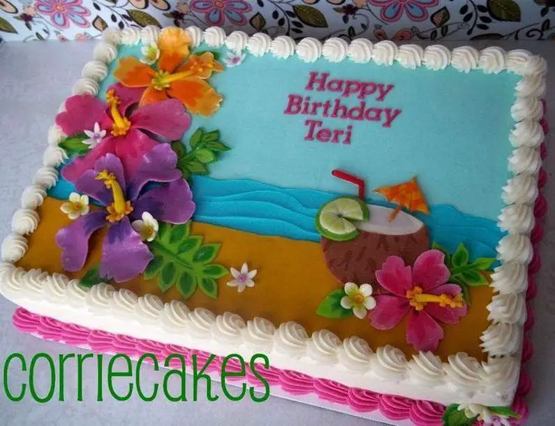 hawaiian themed birthday cakes