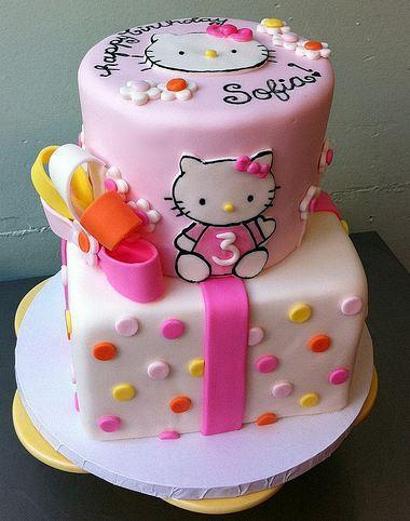 hello kitty themed birthday cakes