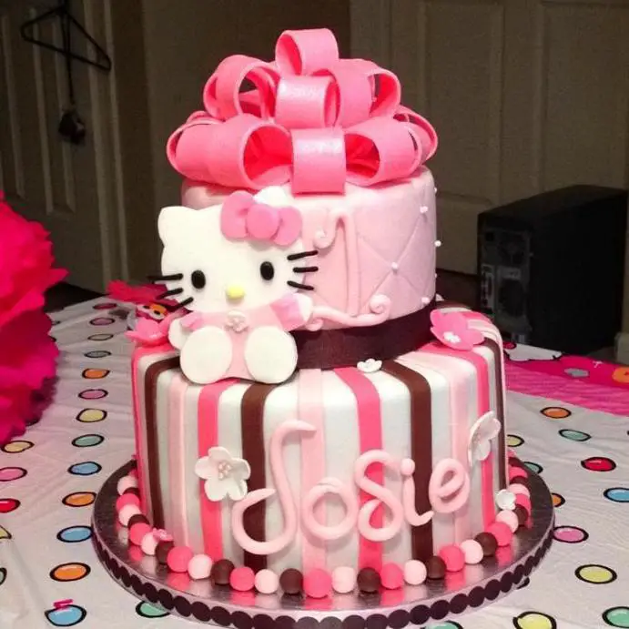 hello kitty themed birthday cakes