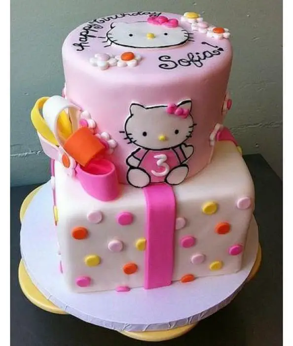 hello kitty tiered birthday cake