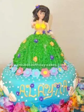 hula girl birthday cake