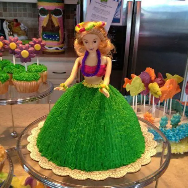 hula girl birthday cake