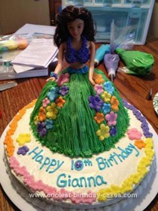 hula girl birthday cake