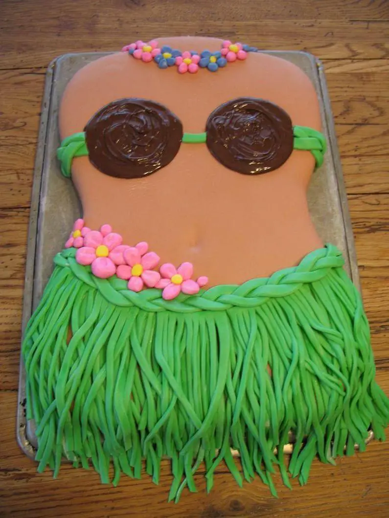 hula girl birthday cake